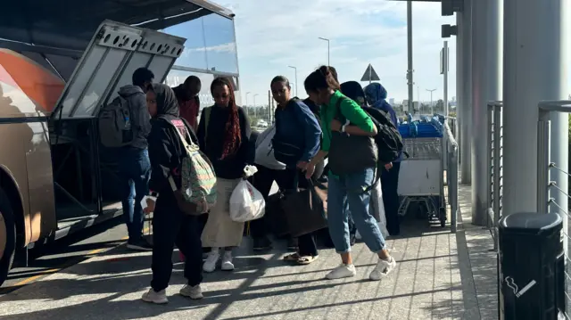 British nationals arriving at Larnaca airport in Cyprus this morning