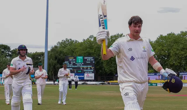 Sam Northeast leaves the field unbeaten on 410 before Glamorgan declared on 795-5 at Leicester last summer.