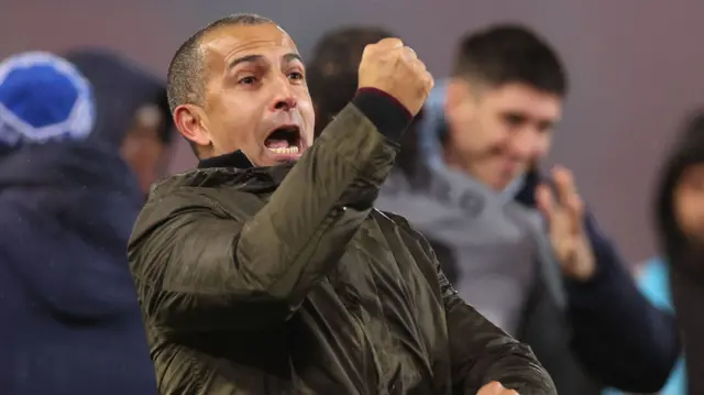 Sabri Lamouchi celebrates a Cardiff win