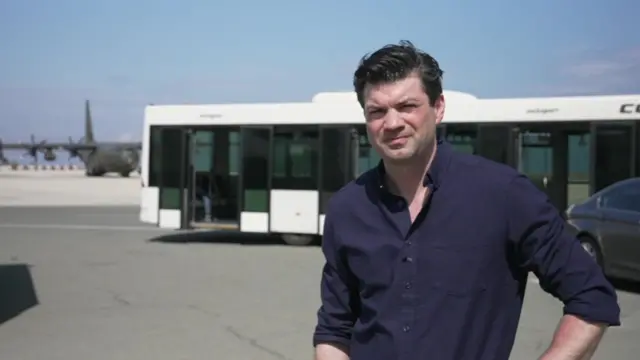 Lewis Vaughan Jones at an airfield in Larnaca, Cyprus