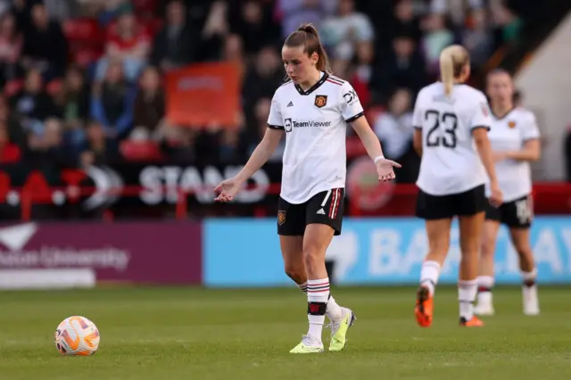 Ella Toone is frustrated after United concede another goal.