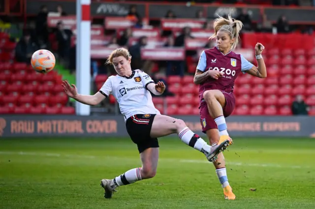 Rachel Daly sweeps the ball in for her second of the game.