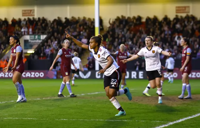 Nikita Parris celebrates scoring v Villa.