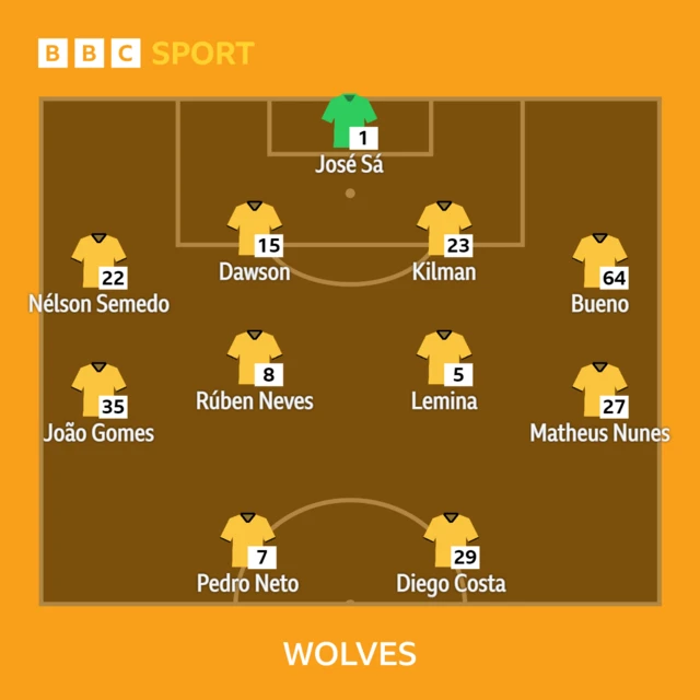 Wolves XI to play Brighton in the Premier League