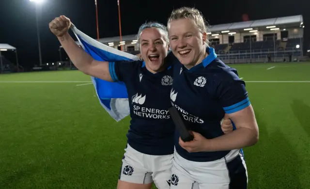 Scotland's Evie Gallagher and Meryl Smith celebrate