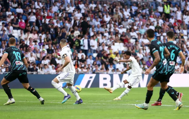 Rodrygo scores Madrid's fourth of the game.