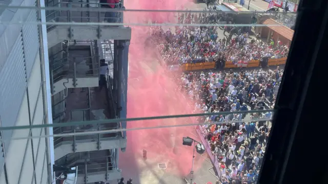 Red smoke at Twickenham