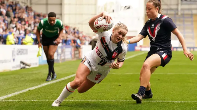 Eboni Partington scores on her England debut