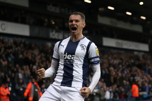 Conor Townsend celebrates his equaliser for West Brom against Norwich