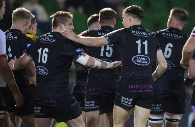 Glasgow Warriors celebrate a try