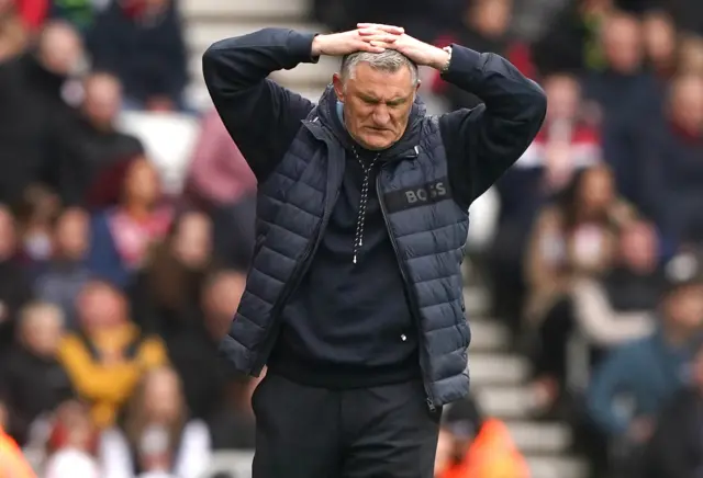 Sunderland boss Tony Mowbray looks frustrated