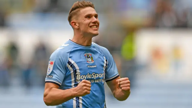 Viktor Gyokeres celebrates a goal for Coventry