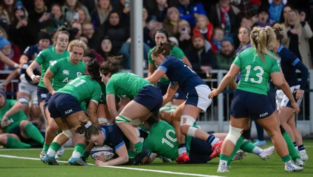 Scotland's Meryl Smith scores a try