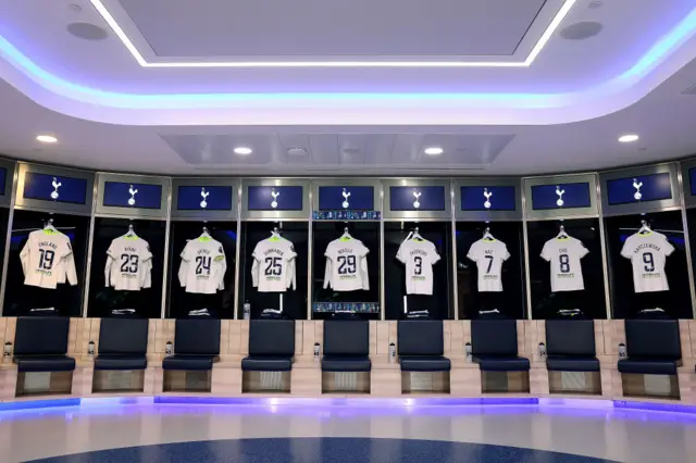 Tottenham shirts inside dressing room before WSL match v Brighton