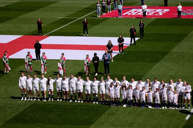 England line up for the anthems