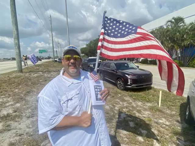 Trump supporter Donny Poidoro traveled from his home three hours away to support Donald Trump