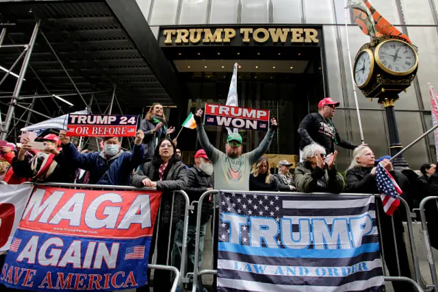 Supporters outside the Trump Towers