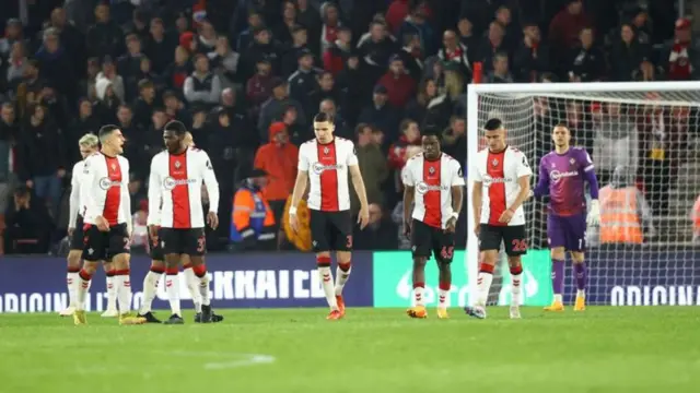 Dejected Southampton players