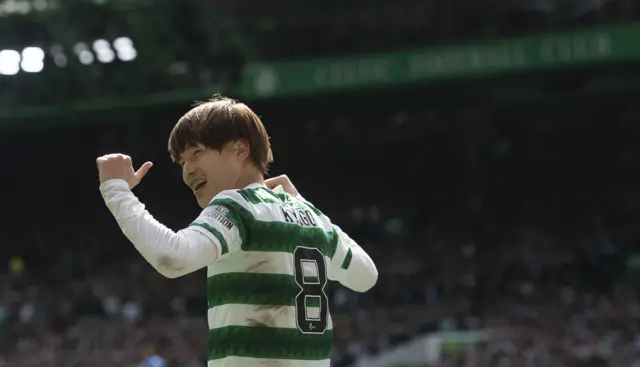 Celtic's Kyogo Furuhashi celebrates