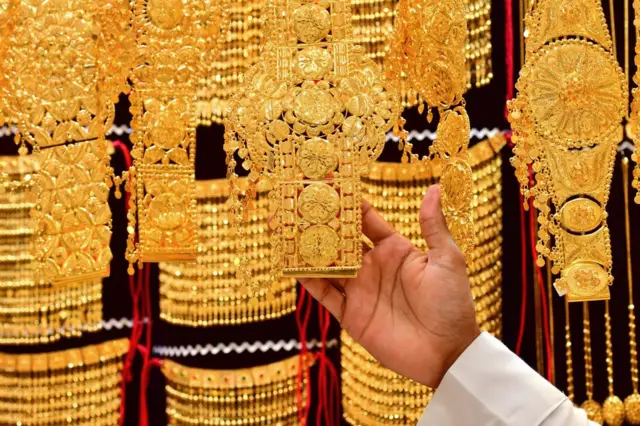Gold for sale in a Dubai souk.