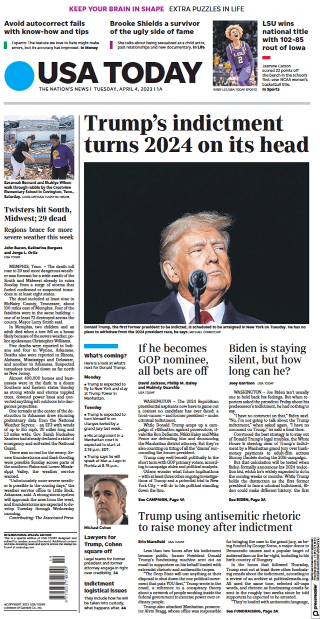Front cover of USA Today