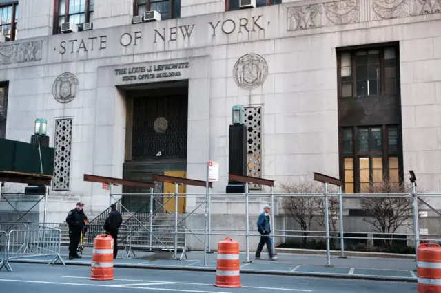 Security outside of the Manhattan courthouse
