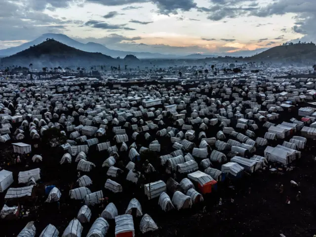 Displaced people at Bulengo displacement camp in Goma