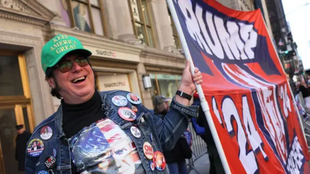 Trump supporter outside Trump Tower
