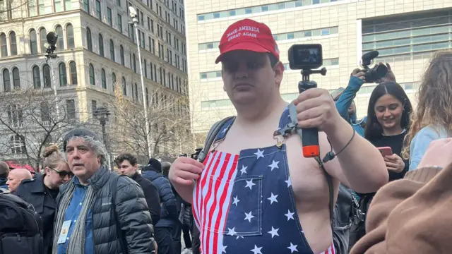 Trump supporter outside of the courthouse
