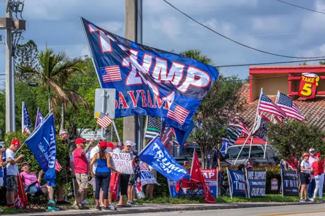 Trump supporters gather near his Mar-a-Lago resort