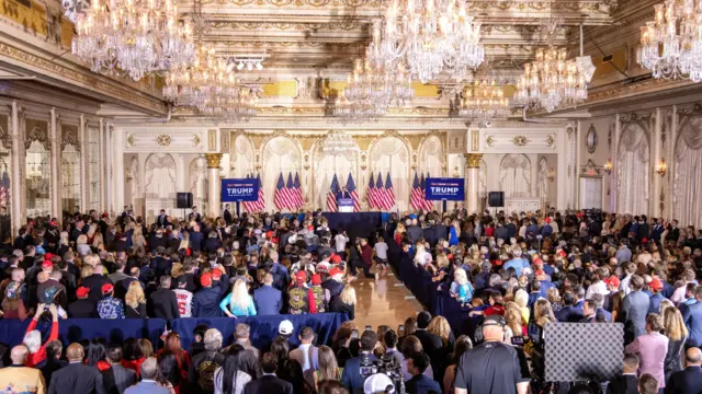 Mar-A-Lago's ballroom packed with Trump supporters ahead of his address