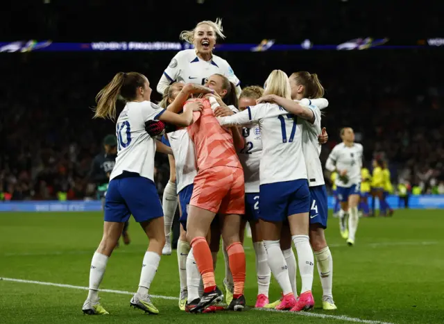 England celebrate winning the finalissima.