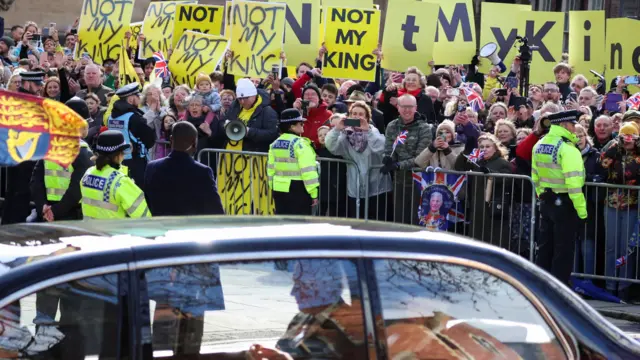 Protesters awaiting King Charles