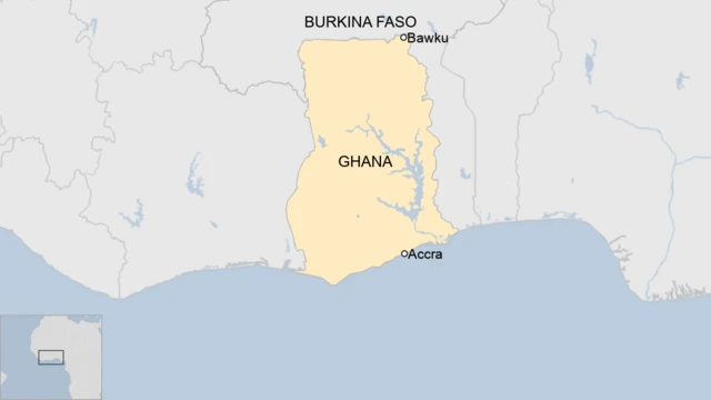 Map showing Ghana - Accra and Bawku