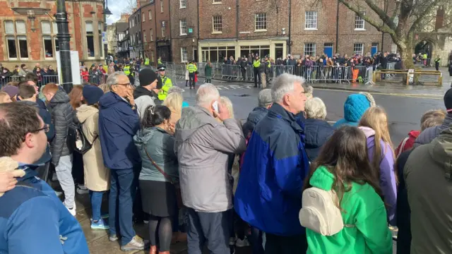 Crowds outside the Minster