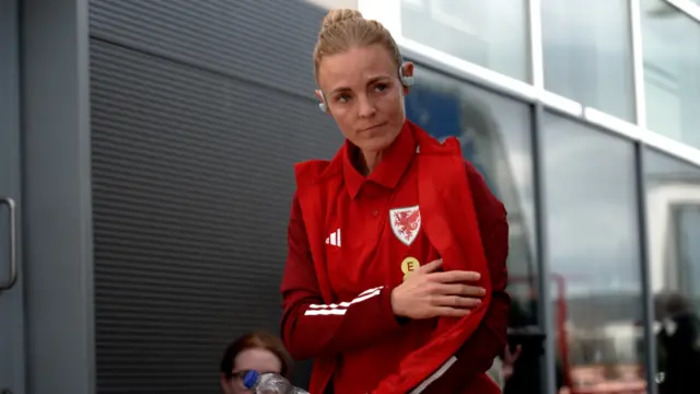 Wales captain Sophie Ingle arrives at the stadium