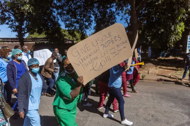 Zimbabwe health professionals protest for better pay in 2022