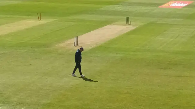 Derbyshire boss Mickey Arthur was also out inspecting the wicket