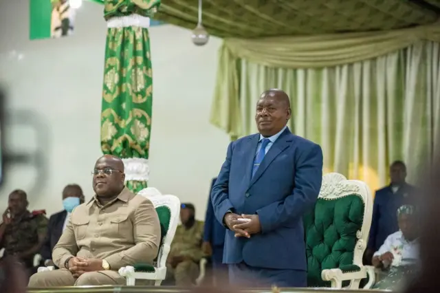 President Félix Tshisekedi at a ceremony to celebrate the Kimbanguist Church