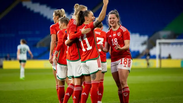 Wales players celebrate