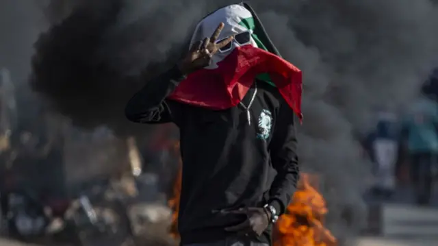 A protester in Khartoum, Sudan - Thursday 6 April 2023