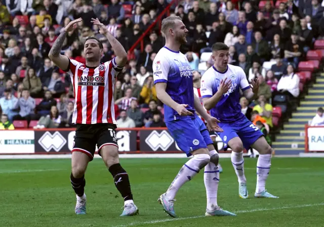 Billy Sharp reacts to a missed chance for Sheffield United