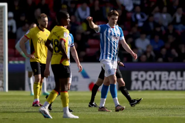 Jack Rudoni celebrates scoring for Huddersfield at Watford