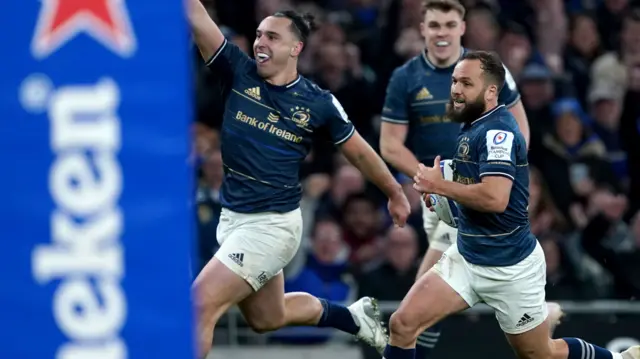 Leinster score a try against Leicester