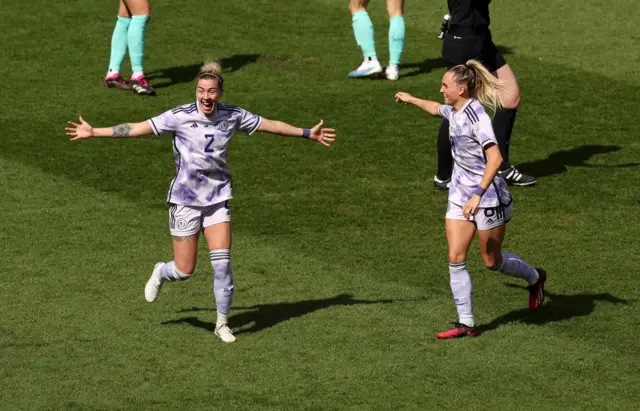 Nicola Docherty celebrates