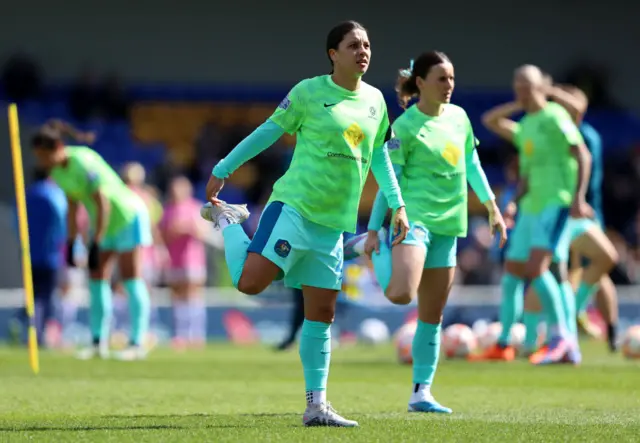 Sam Kerr warming up