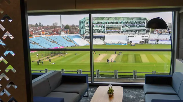 Headingley from one of the boxes in the rebuilt 'Football Stand'