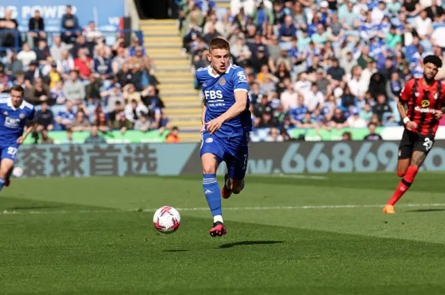 Harvey Barnes running with the ball before his knock