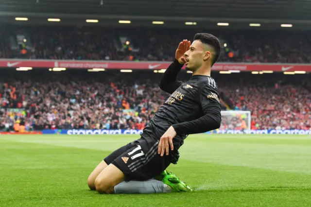 Gabriel Martinelli celebrates