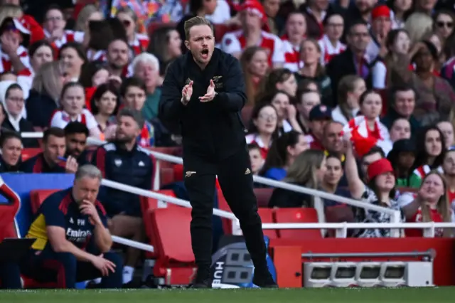 Jonas Eidevall barks orders to his players.